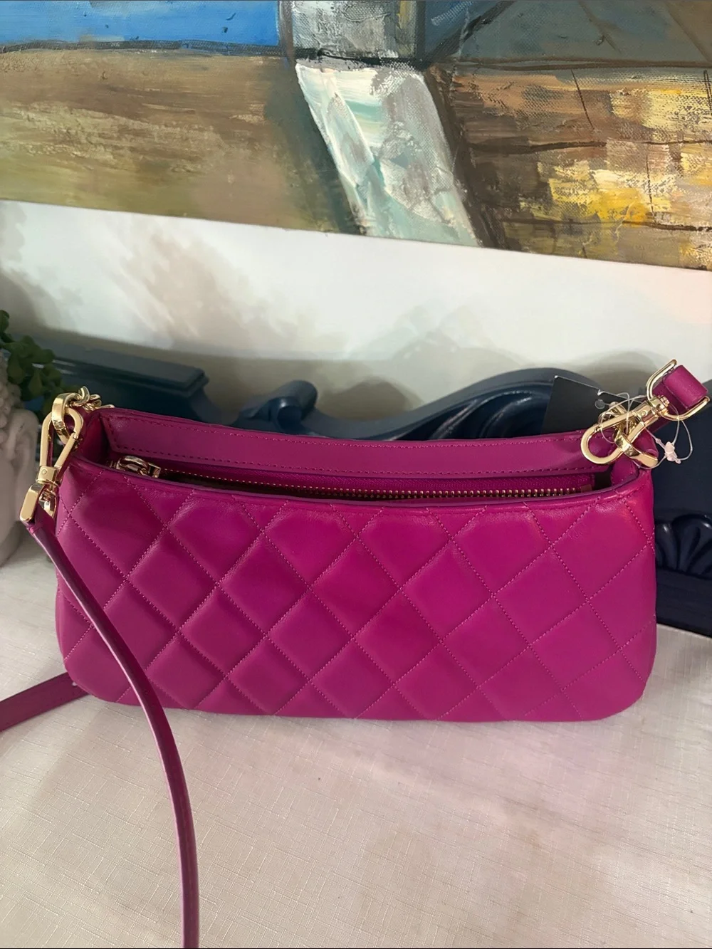 kate spade Carey convertible Quilted Crossbody Bag w/ Gold Chain NWT Baja Rose
